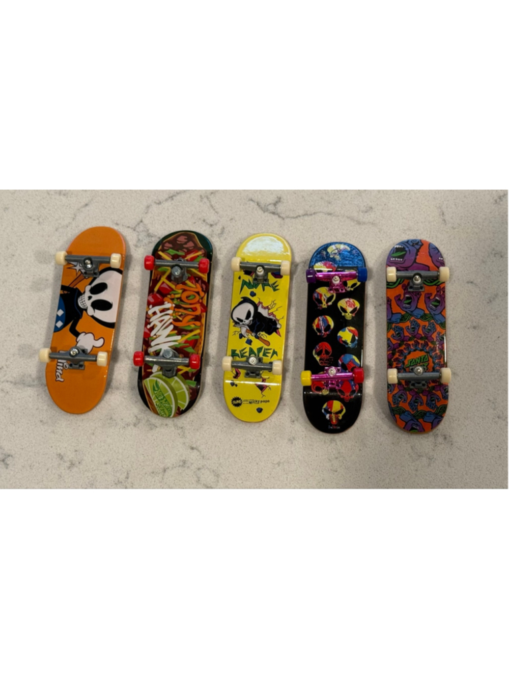 Tech Deck Fingerboard Skateboard Lot - 5 decks - Blind, Santa Cruz, Tony Hawk